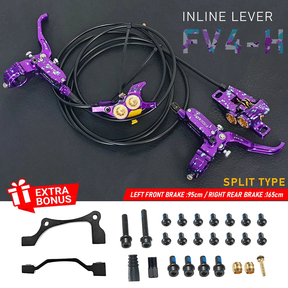Upgraded FV4-H 4-Piston Hydraulic Disc Brake with Aluminum Inline Levers