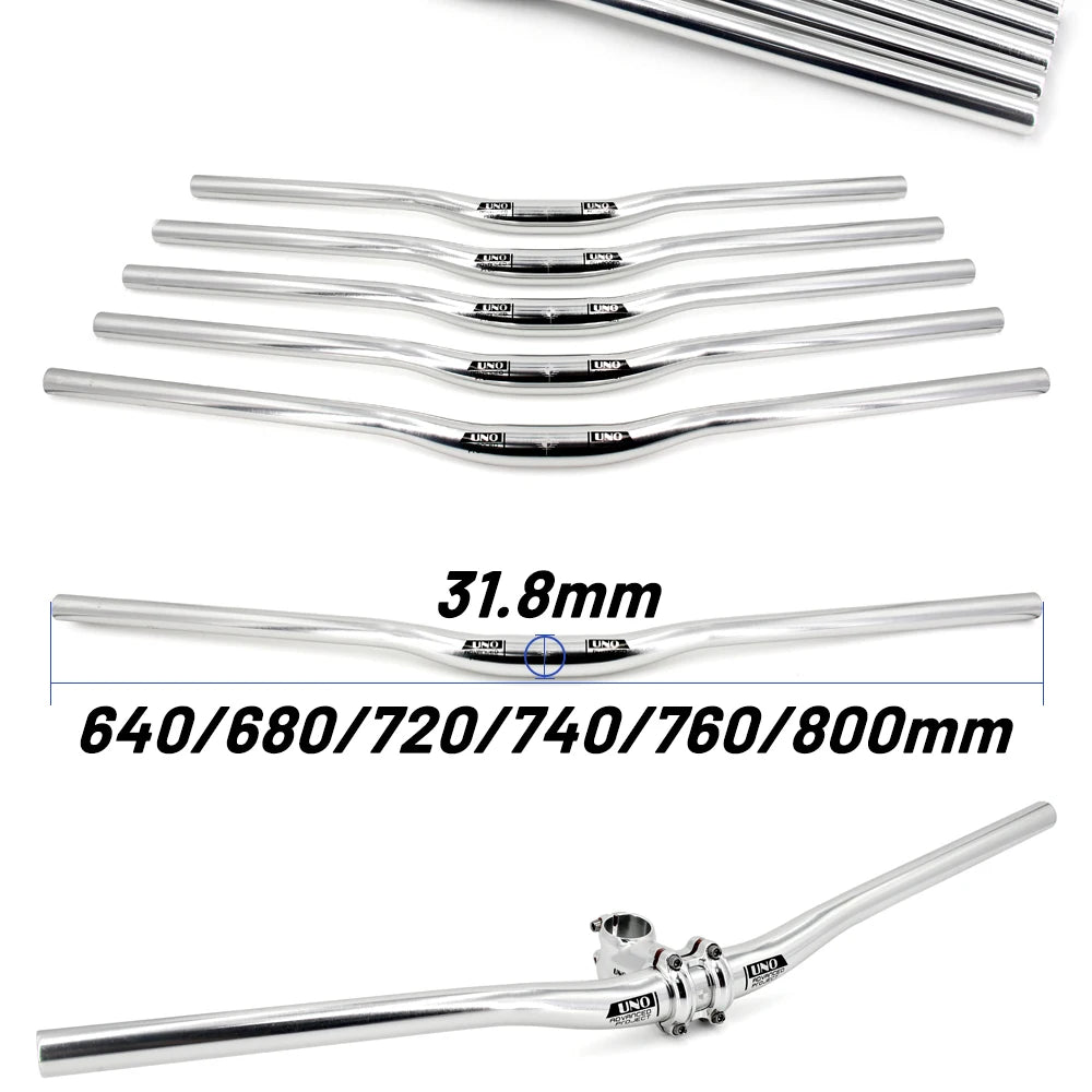 Upgraded Chrome 31.8mm Aluminum Alloy MTB Handlebar – Flat/Riser Bar, 640–800mm Widths