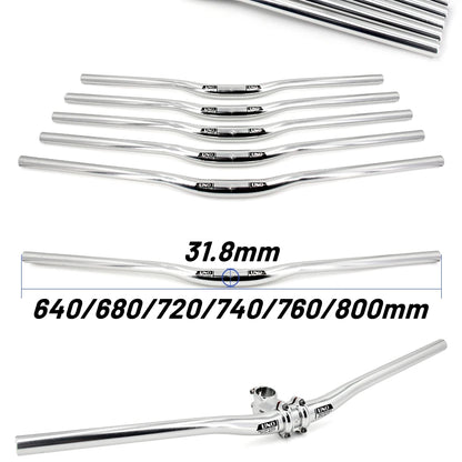 Upgraded Chrome 31.8mm Aluminum Alloy MTB Handlebar – Flat/Riser Bar, 640–800mm Widths