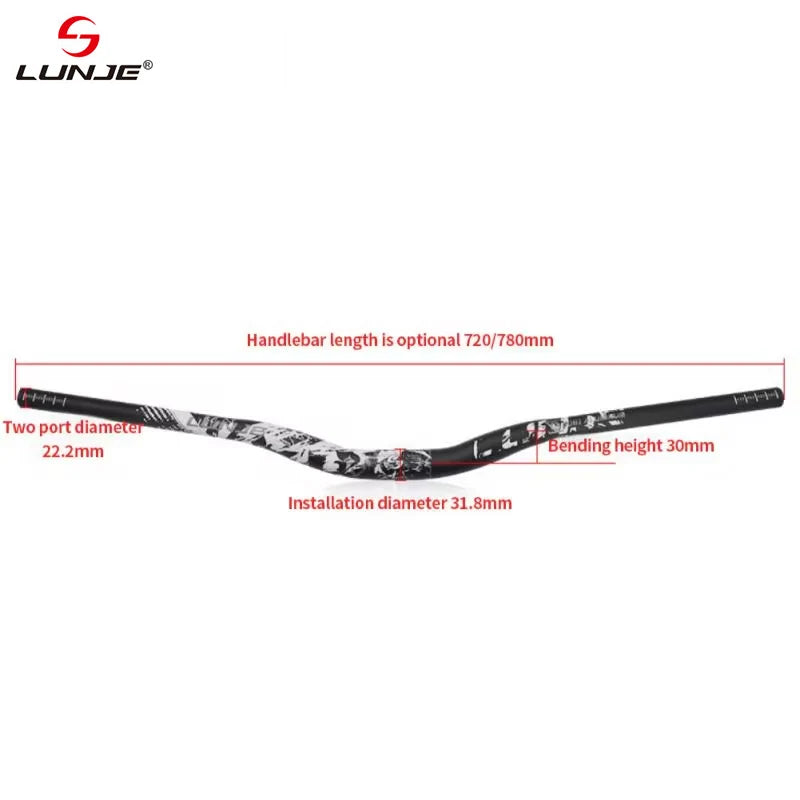 Upgraded with pattern 31.8mm MTB Riser Handlebar – Aluminum Alloy, 720/780mm Downhill Bike Bar
