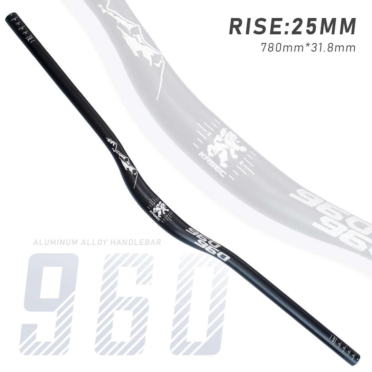 Upgraded 31.8mm MTB Riser Handlebar – Aluminum Alloy, 25mm Rise, 780mm Width