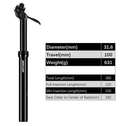 MTB Hydraulic Dropper Seat post – Remote Adjustable Telescopic Seat Post, 27.2/30.9/31.6mm
