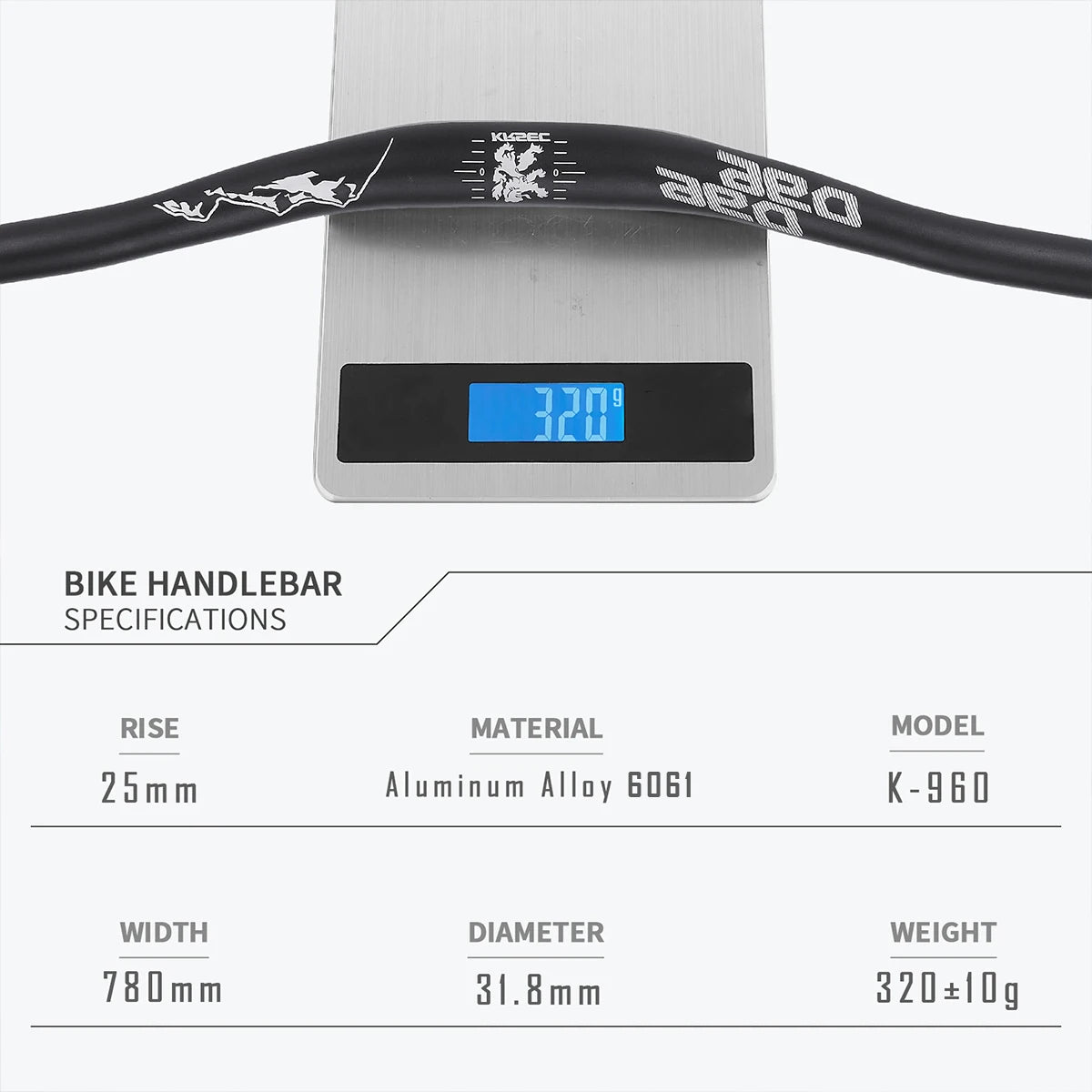 Upgraded 31.8mm MTB Riser Handlebar – Aluminum Alloy, 25mm Rise, 780mm Width