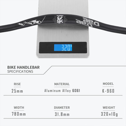 Upgraded 31.8mm MTB Riser Handlebar – Aluminum Alloy, 25mm Rise, 780mm Width