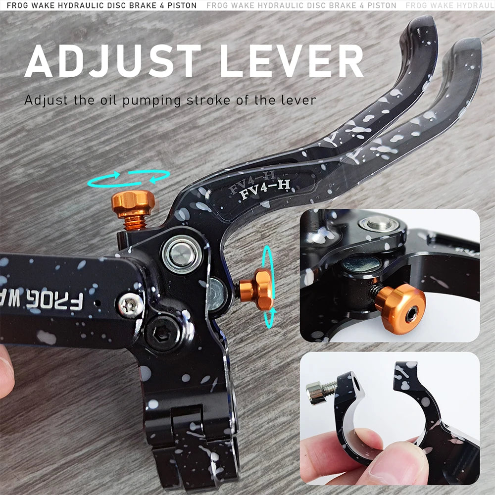 Upgraded FV4-H 4-Piston Hydraulic Disc Brake with Aluminum Inline Levers