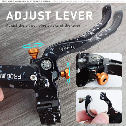 Upgraded FV4-H 4-Piston Hydraulic Disc Brake with Aluminum Inline Levers