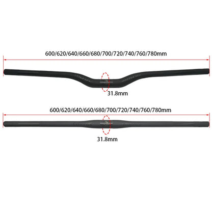 Upgraded Full Carbon Fiber MTB Handlebar – 31.8mm Straight/Riser Bar, 600–780mm Matte Finish