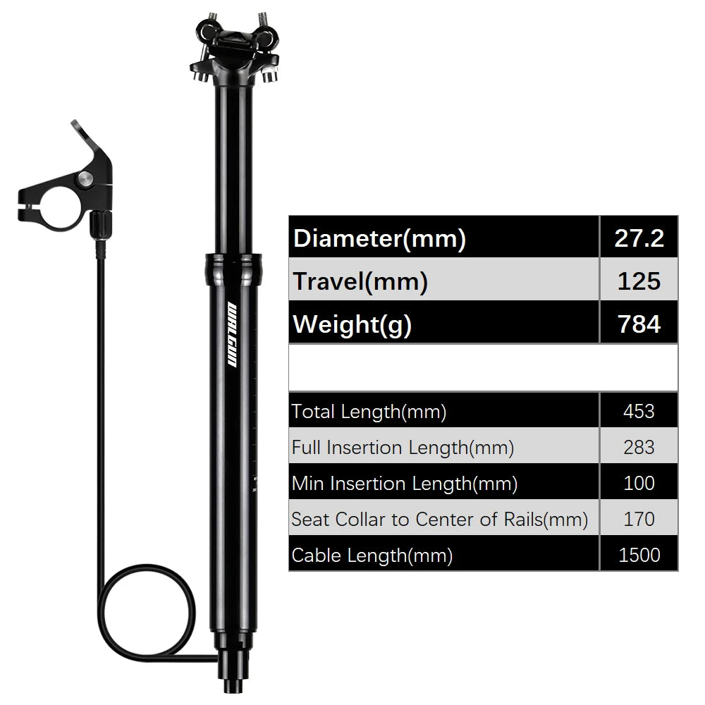 MTB Hydraulic Dropper Seat post – Remote Adjustable Telescopic Seat Post, 27.2/30.9/31.6mm