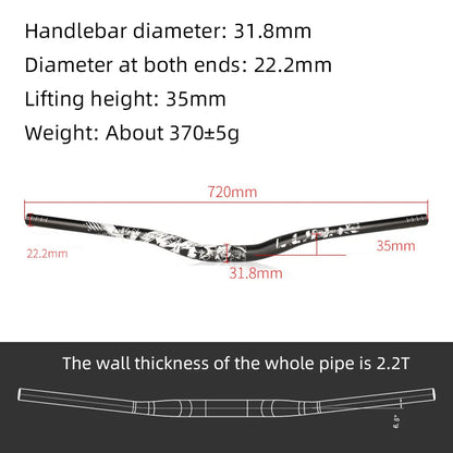 Upgraded with pattern 31.8mm MTB Riser Handlebar – Aluminum Alloy, 720/780mm Downhill Bike Bar