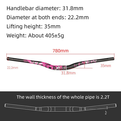 Upgraded with pattern 31.8mm MTB Riser Handlebar – Aluminum Alloy, 720/780mm Downhill Bike Bar