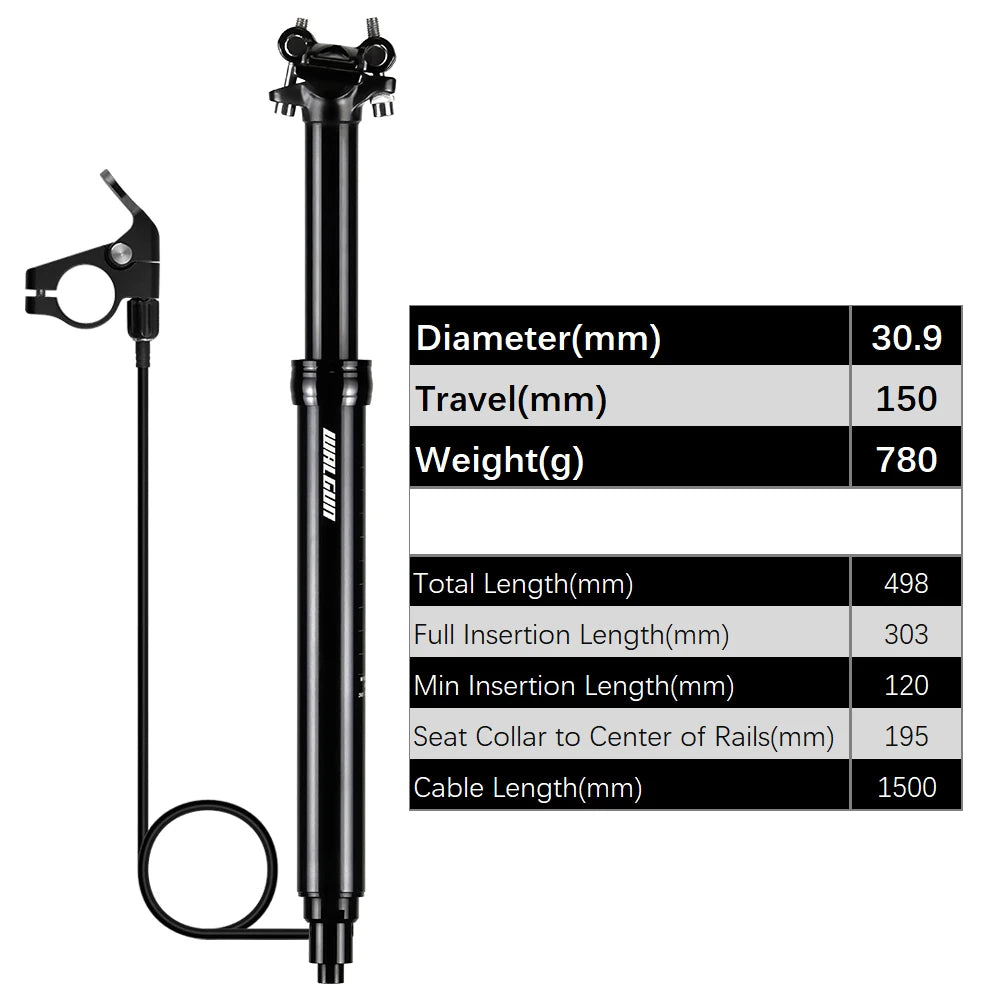 MTB Hydraulic Dropper Seat post – Remote Adjustable Telescopic Seat Post, 27.2/30.9/31.6mm