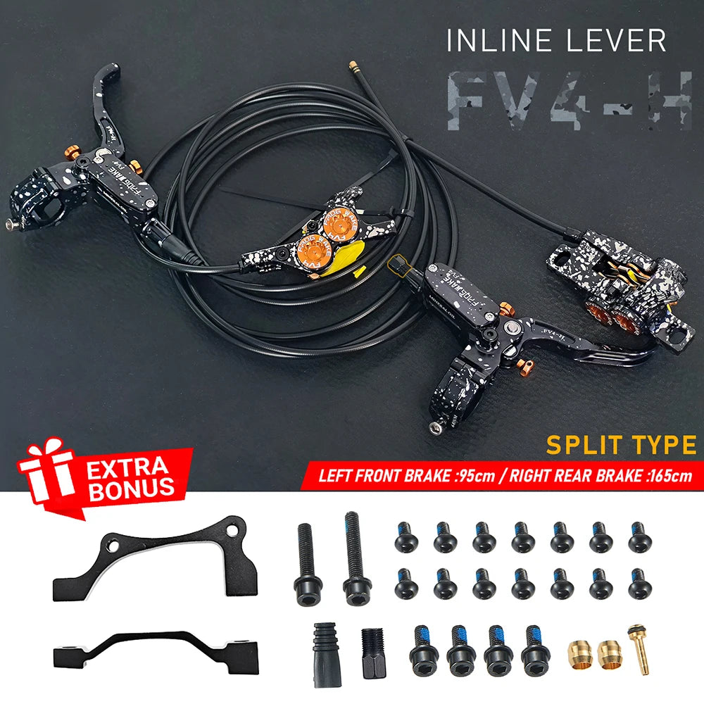 Upgraded FV4-H 4-Piston Hydraulic Disc Brake with Aluminum Inline Levers