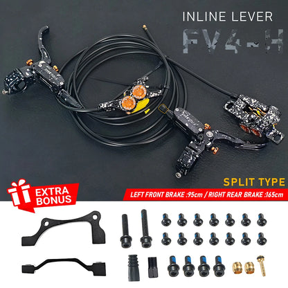 Upgraded FV4-H 4-Piston Hydraulic Disc Brake with Aluminum Inline Levers