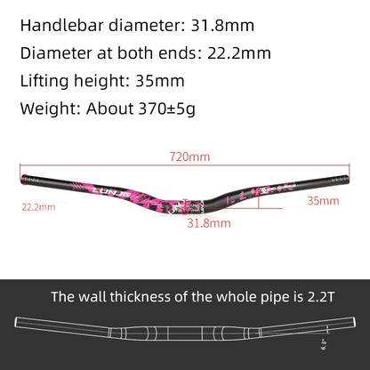 Upgraded with pattern 31.8mm MTB Riser Handlebar – Aluminum Alloy, 720/780mm Downhill Bike Bar