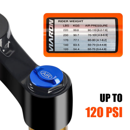 VIARON MTB Air Suspension Fork 120mm Travel 26/27.5/29" QR 9x100mm Straight Steerer