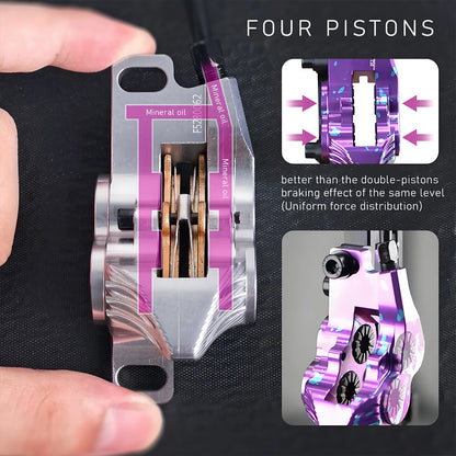 Upgraded FV4-H 4-Piston Hydraulic Disc Brake with Aluminum Inline Levers