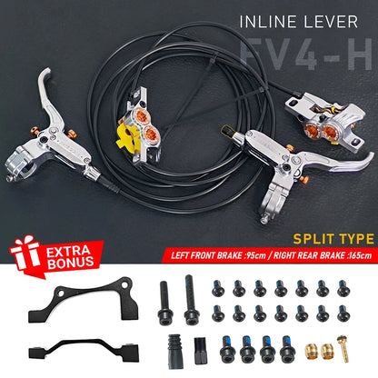 Upgraded FV4-H 4-Piston Hydraulic Disc Brake with Aluminum Inline Levers