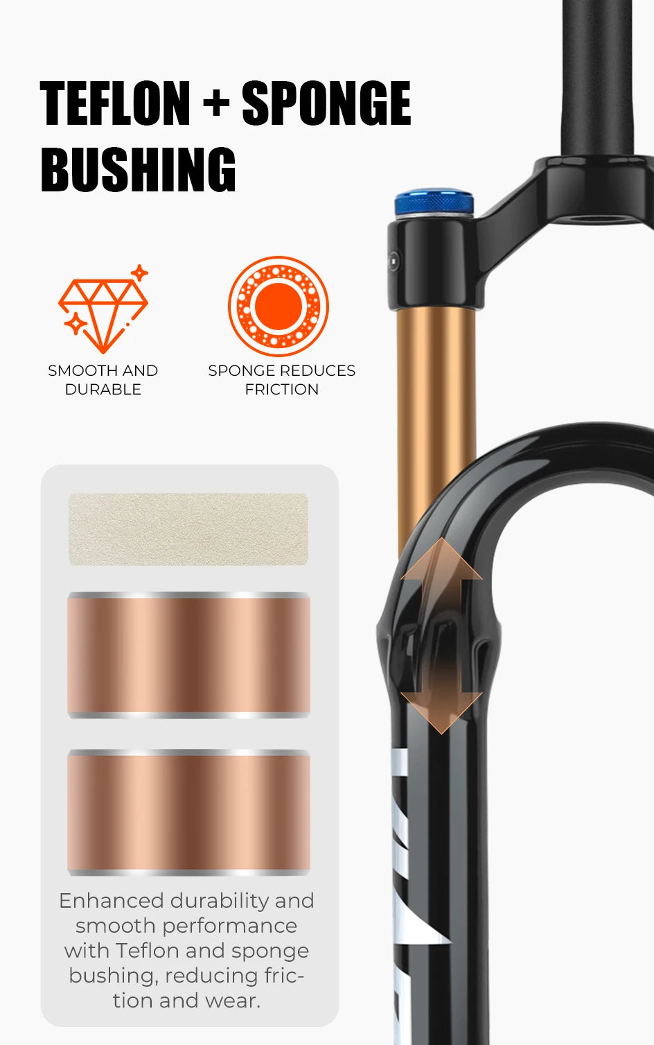 VIARON MTB Air Suspension Fork 120mm Travel 26/27.5/29" QR 9x100mm Straight Steerer