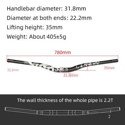 Upgraded with pattern 31.8mm MTB Riser Handlebar – Aluminum Alloy, 720/780mm Downhill Bike Bar