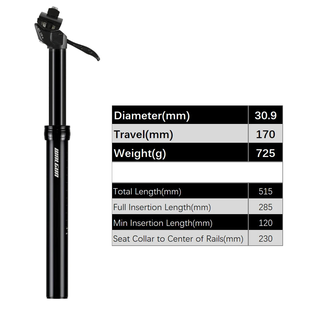 MTB Hydraulic Dropper Seat post – Remote Adjustable Telescopic Seat Post, 27.2/30.9/31.6mm