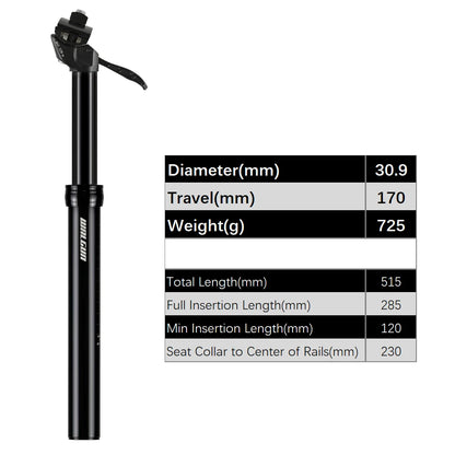MTB Hydraulic Dropper Seat post – Remote Adjustable Telescopic Seat Post, 27.2/30.9/31.6mm