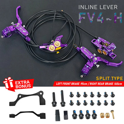 Upgraded FV4-H 4-Piston Hydraulic Disc Brake with Aluminum Inline Levers