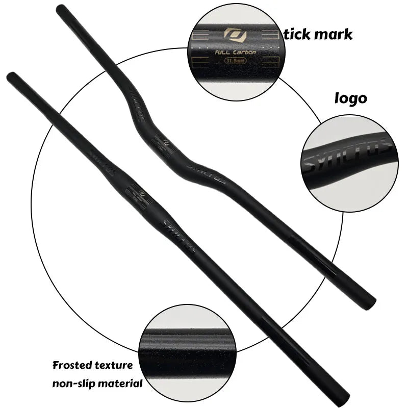 Upgraded Full Carbon Fiber MTB Handlebar – 31.8mm Straight/Riser Bar, 600–780mm Matte Finish