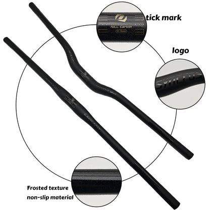 Upgraded Full Carbon Fiber MTB Handlebar – 31.8mm Straight/Riser Bar, 600–780mm Matte Finish
