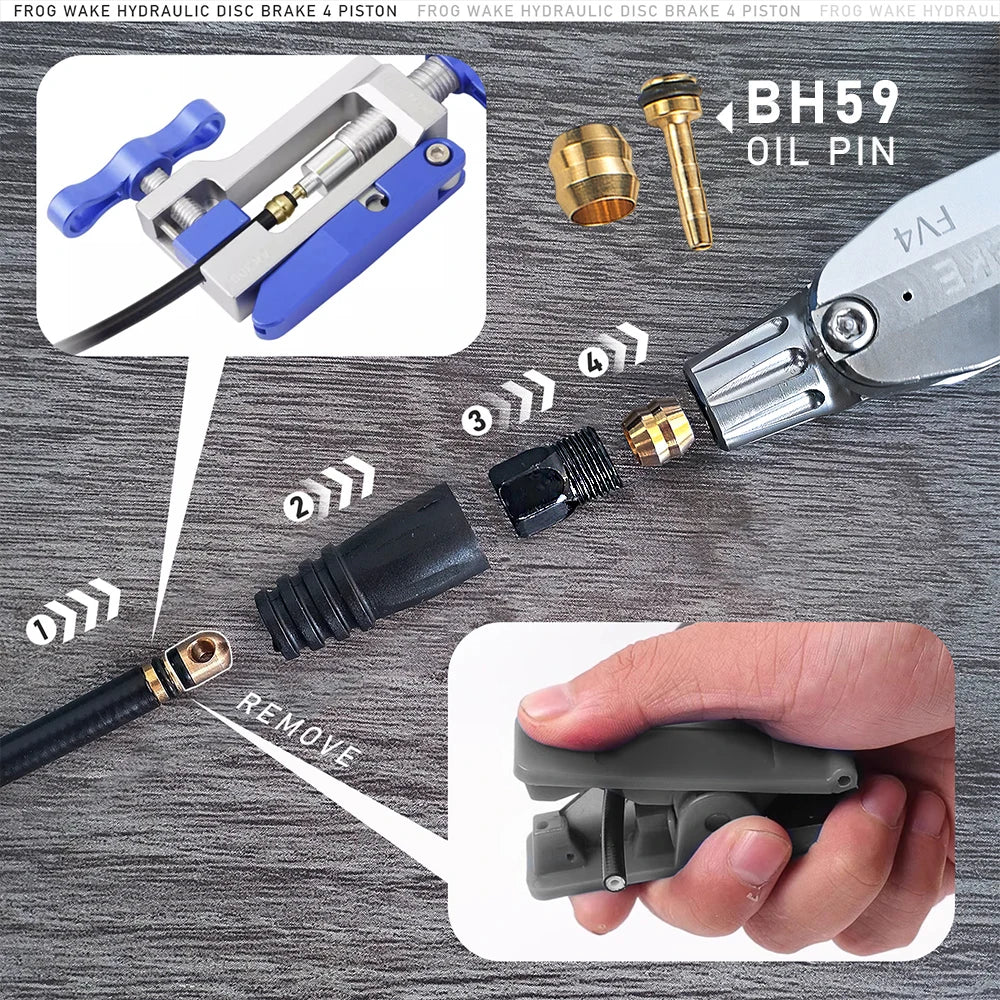 Upgraded FV4-H 4-Piston Hydraulic Disc Brake with Aluminum Inline Levers
