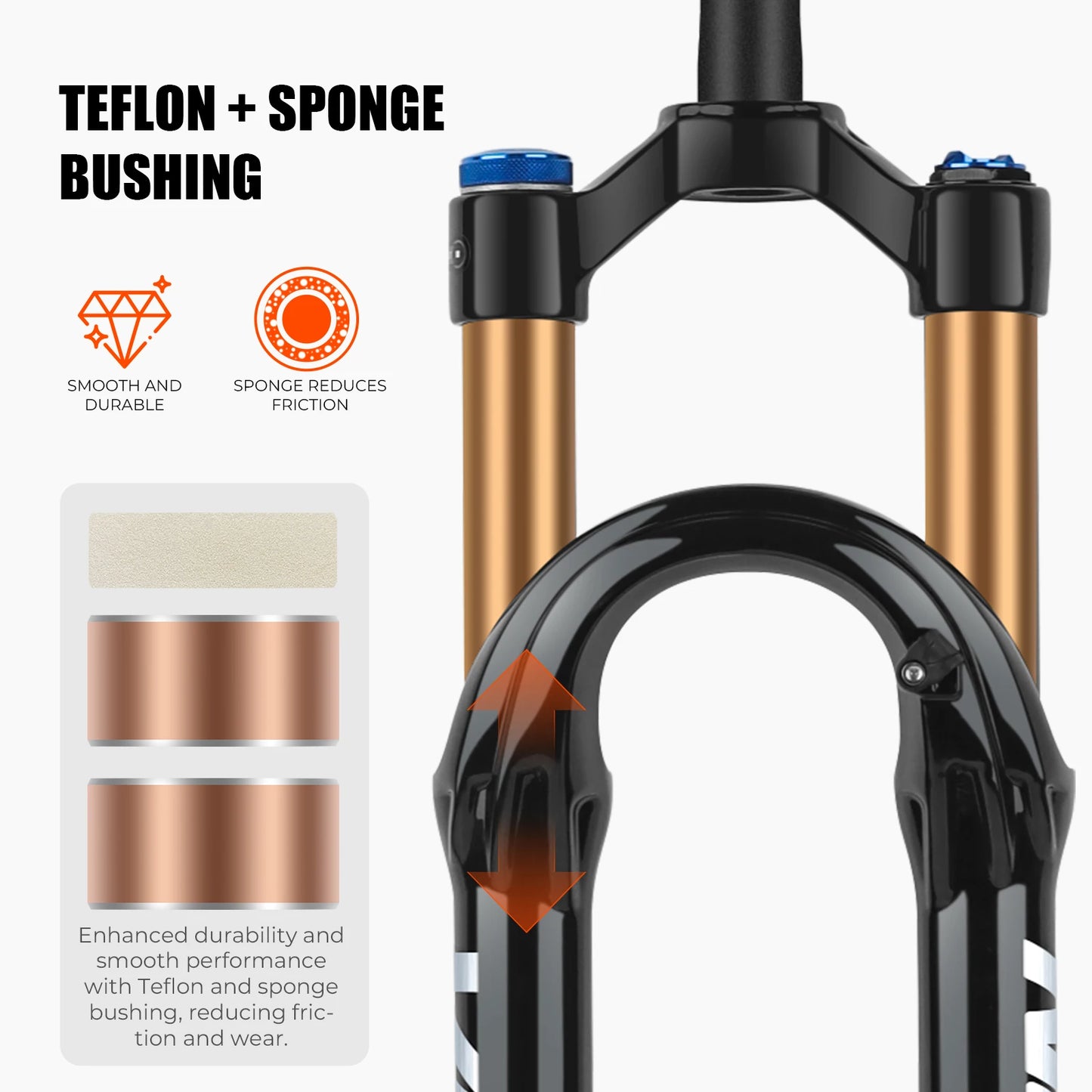 VIARON MTB Air Suspension Fork 120mm Travel 26/27.5/29" QR 9x100mm Straight Steerer