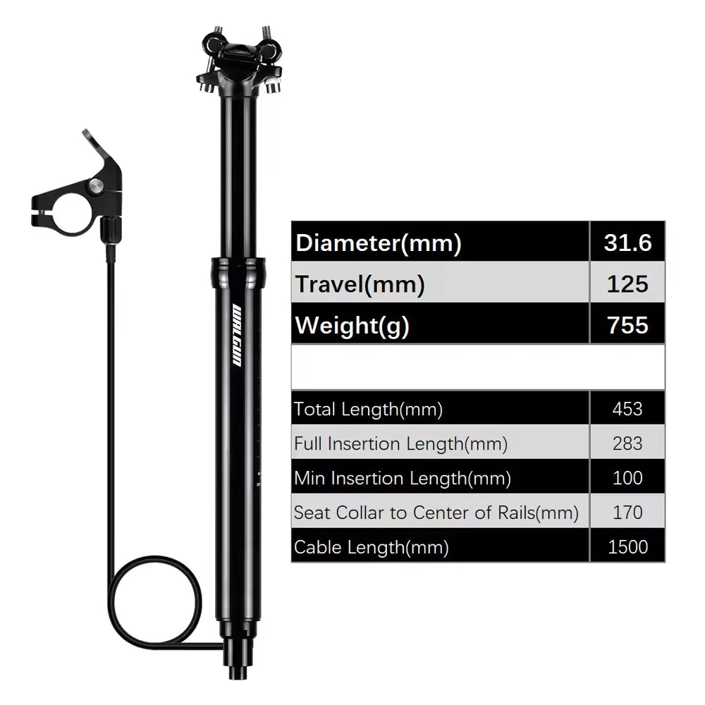 MTB Hydraulic Dropper Seat post – Remote Adjustable Telescopic Seat Post, 27.2/30.9/31.6mm